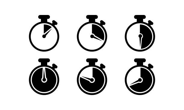 Timer, stopwatch, chronometer, time, clock icon . Countdown 10, 20, 30, 40, 50, 60 minutes on an isolated white background. EPS 10 vector. Timer, stopwatch, chronometer, time, clock icon . Countdown 10, 20, 30, 40, 50, 60 minutes on an isolated white background. EPS 10 vector timer stopwatch red isolated stock illustrations