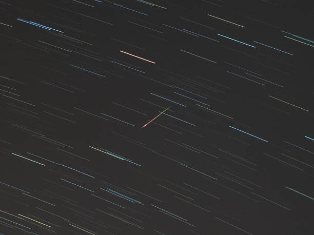 View of star trails and a meteor from the Eta Aquarids meteor shower of 2020 as seen from Cordoba, Argentina at its peak on May 6th.