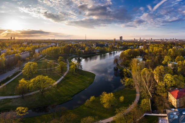 istock Maras pond in Agenskalns district in Riga, Latvia 1223477105