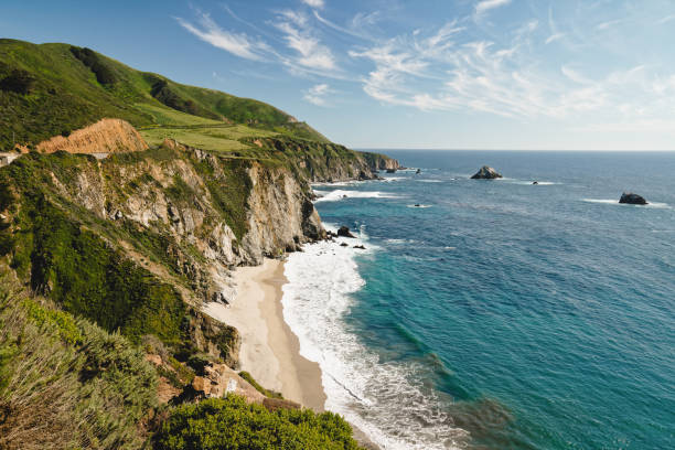 istock Big Sur, a popular touristic destination, famous for its dramatic scenery. Stunning view of  Pacific Ocean, Rocky cliffs, and beautiful sandy beach. Monterey County, California 1223478564