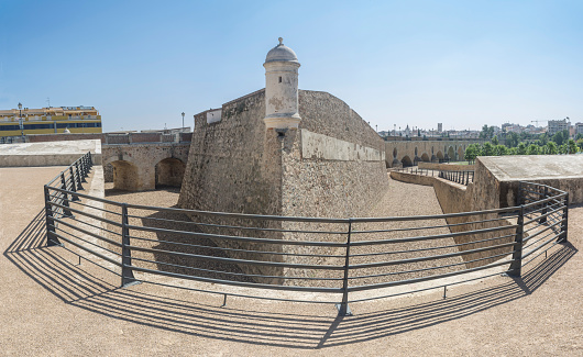 Palmas Bridge Hornwork. Fortification at the bridgehead built in early 18th Century, Badajoz, Spain