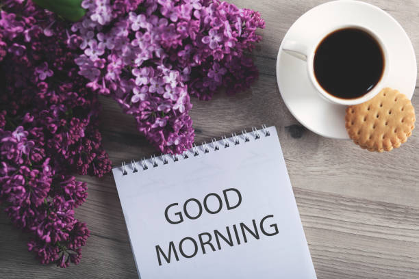 istock Good morning and coffee with lilac on table 1223483068