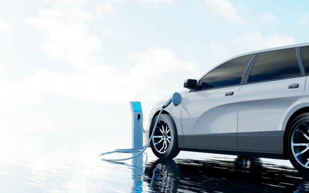electric car charging - electric car imagens e fotografias de stock