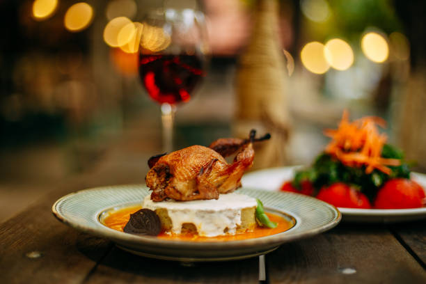 istock Autumn table setting with pumpkins. Thanksgiving dinner.Hosper Chicken with BBQ Sauce 1223486229