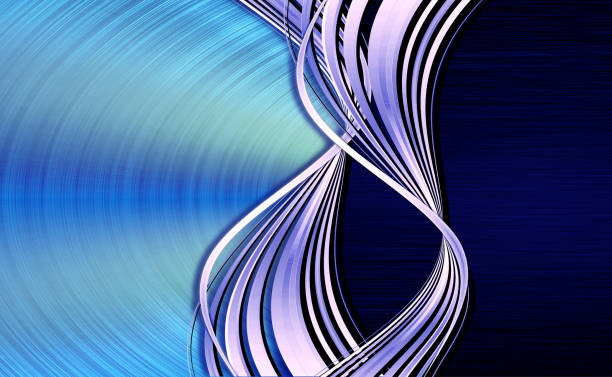istock Abstract blue shade metallic background, brushed and engraved metal plate with decorative metallic ornament- ribbon. 1223489567