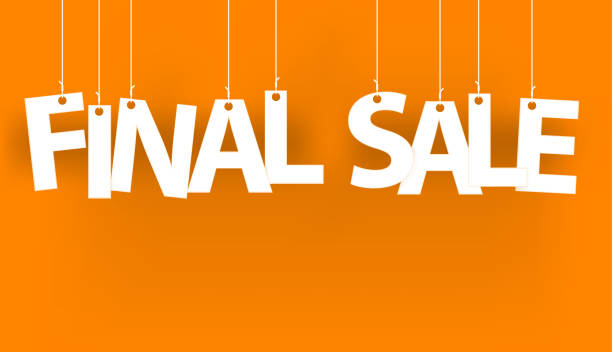 istock White words FINAL SALE - word hanging on the ropes on orange background.  3d vector illustration. 1223490413