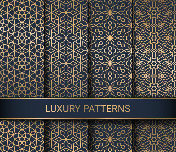 zestaw luksusowych bezszwowych wzorów grafika, ilustracja wektorowa - morocco stock illustrations
