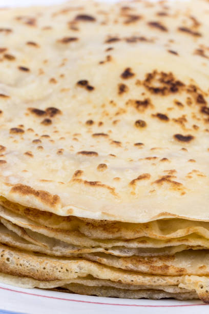 istock Closeup macro sideview homemade pancakes 1223491435