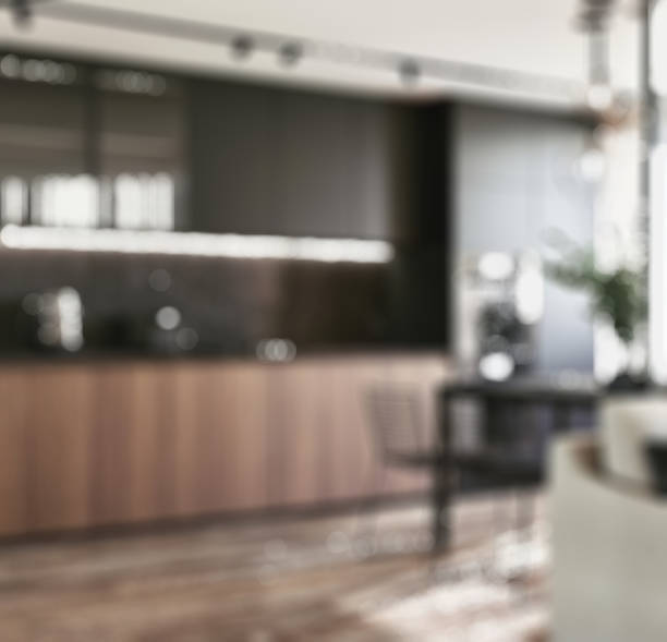 istock Lovely kitchen with hardwood floor, and nice counter tops.blurred background. 1223491804