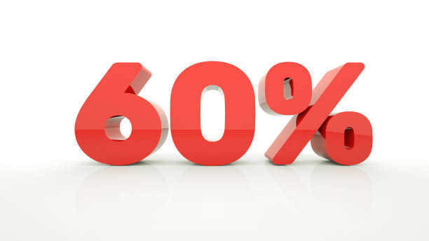 istock 60 percent off sale isolated red sticker icon. 3d rendering. 1223494502