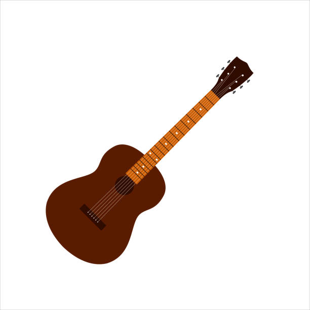 Isolated silhouette of a classic guitar. A collection of musical string instruments. Isolated silhouette of a classic guitar. A collection of musical string instruments. EPS10 notes on guitar neck stock illustrations