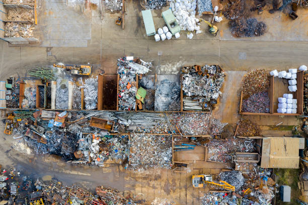 istock Scrap Metal Yard, Aerial View 1223500871