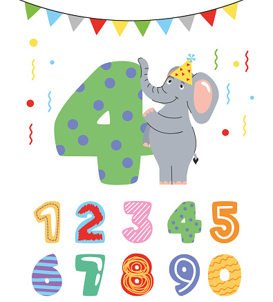 Ilustración de Números De Cumpleaños Y Animales De Dibujos Animados Vector  y más Vectores Libres de Derechos de Alegre - iStock
