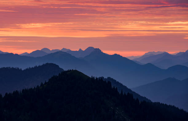 istock Mountain silhouettes during sunrise from Jochberg Walchensee, Bavaria Germany 1223502445