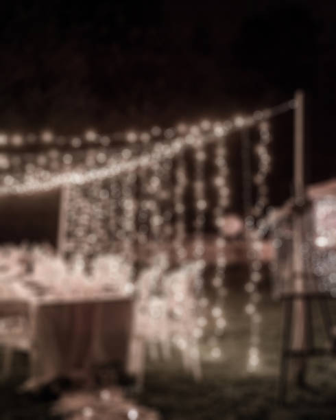 istock Blurry view of Wedding table set for dining.suitable for wedding background. 1223505131