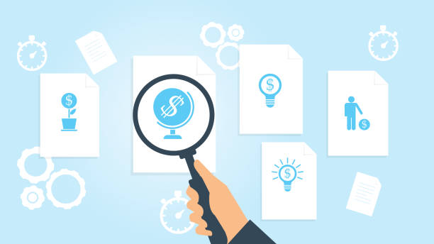 istock Business man, finance file, document research vector illustrationDocument with search icons. File and magnifying glass. Analytics research sign. Vector Illustration 1223506377