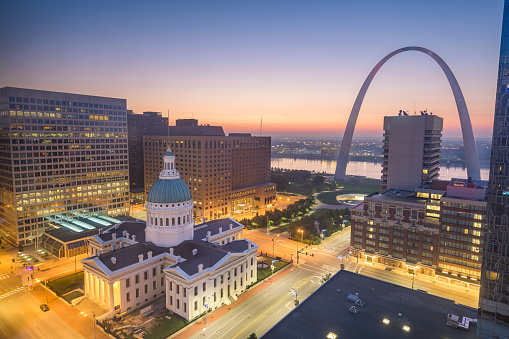 St. Louis, Missouri, USA cityscape view in the morning.