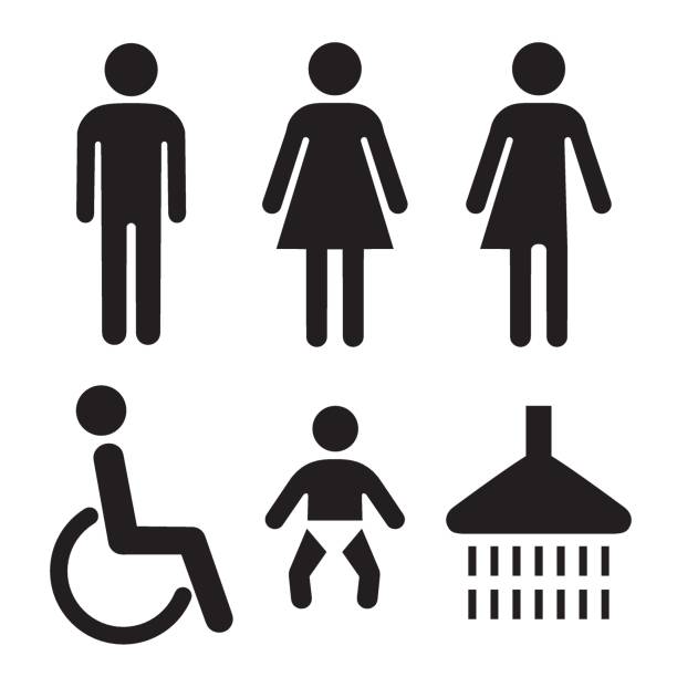 ikony toalety - public restroom bathroom symbol computer icon stock illustrations