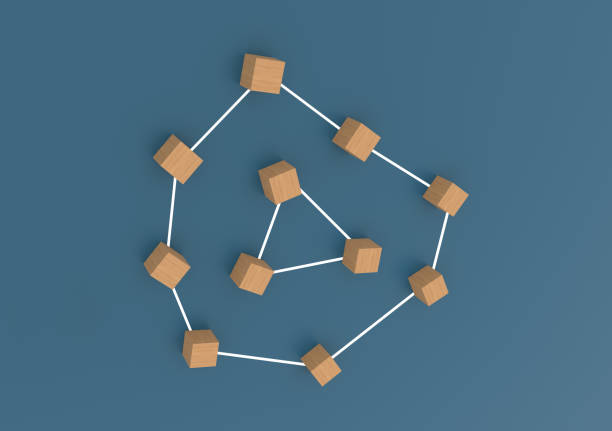 A  3D Render Illustration  of a Teamwork, network and community concept with  Wooden blocks  and management concept.