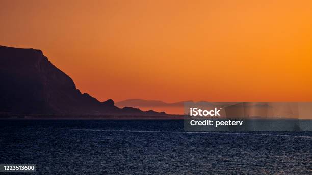 Mediterranean Sunset Sicily Stock Photo - Download Image Now - Back Lit, Beach, Beauty In Nature