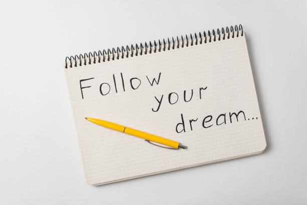 istock Follow your dream motivation notice. Notepad and pen on white background. 1223517451