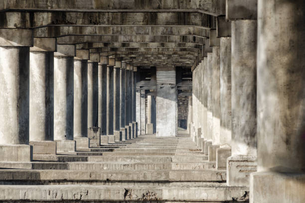 istock Antique colonnade. Stone pillars and stairs. Ancient colonnade 1223520003