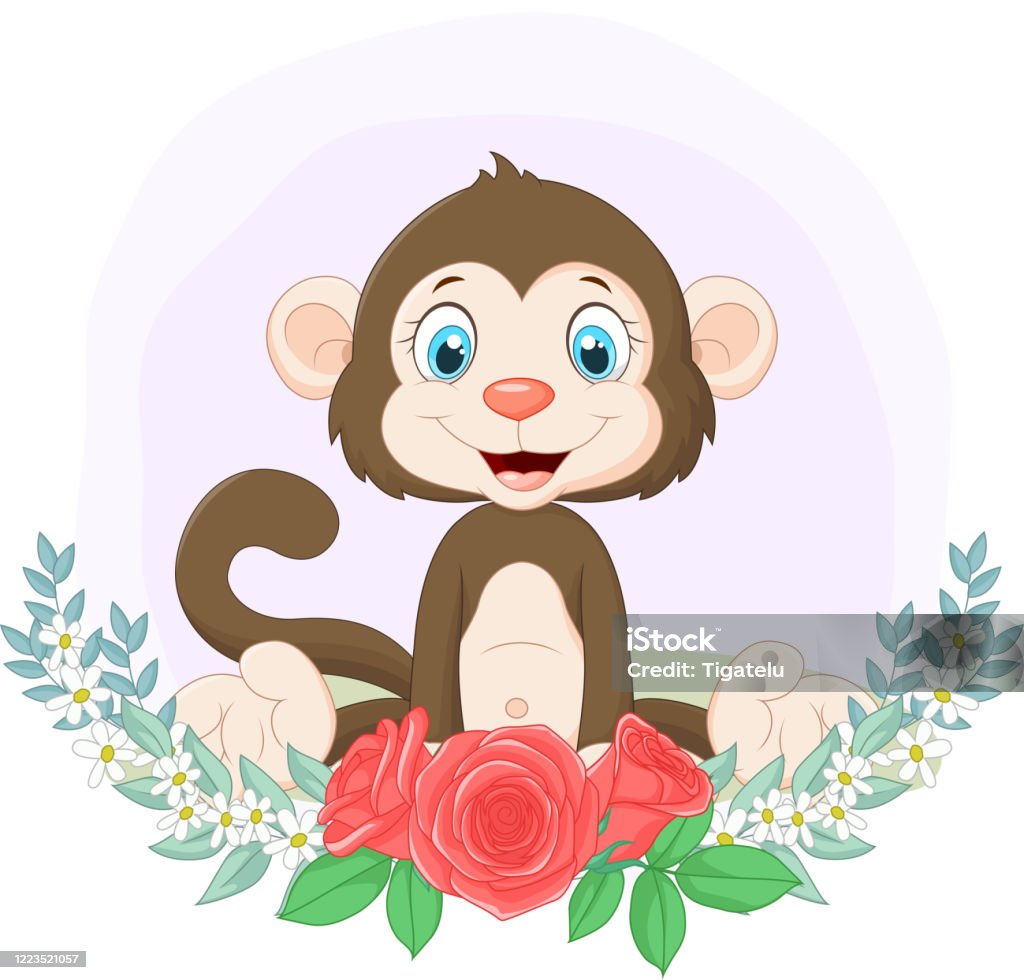 Ilustración de Dibujos Animados Mono Lindo Sentado Con Flores De Fondo y más Vectores Libres de Derechos de Alegre - iStock Ilustración de Dibujos Animados Mono Lindo Sentado Con Flores De Fondo y más Vectores Libres de Derechos de Alegre - iStock