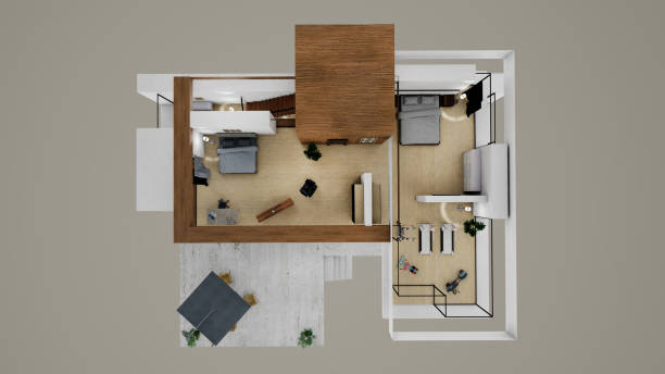istock 3D render of the second floor of a modern house 1223521813