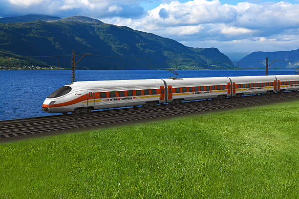 istock High speed train passing by the mountains and flords 122352268