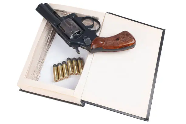 Photo of A gun hidden inside a book