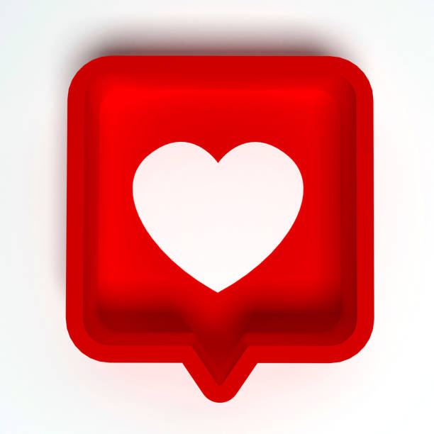 istock Red Speech Bubble with White Heart Symbol on White background 1223525306