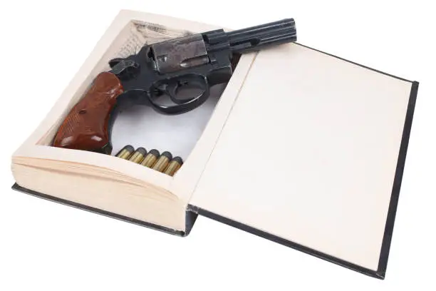 Photo of A gun hidden inside a book