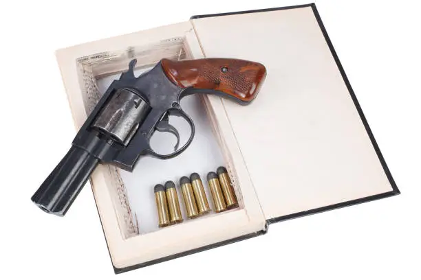 Photo of A gun hidden inside a book