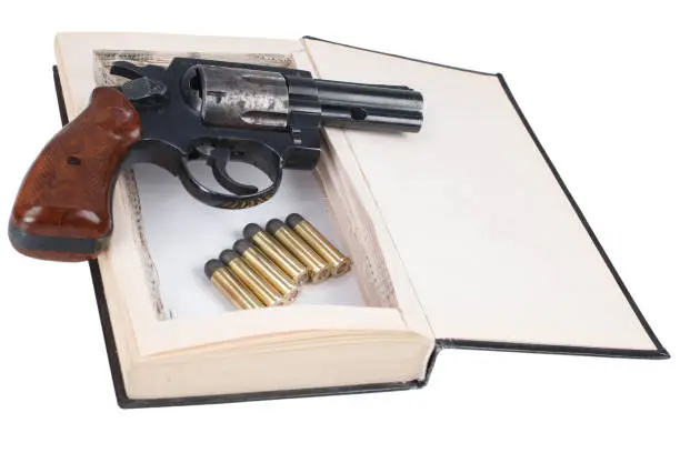 Photo of A gun hidden inside a book