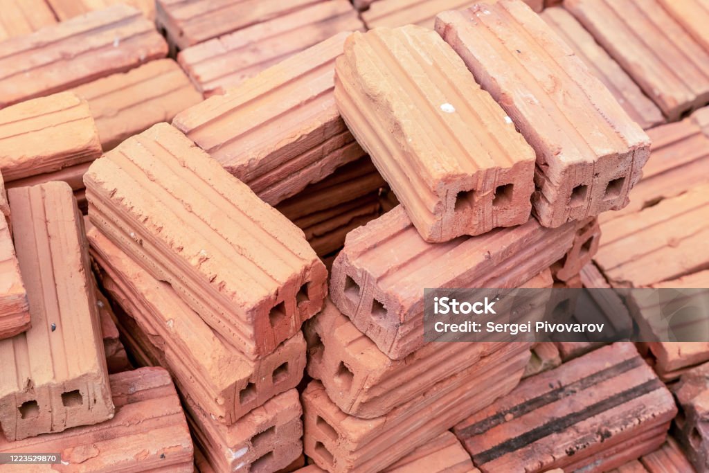 Rectangular Brick Pattern Stacked In A Stack With Two Holes Design ...