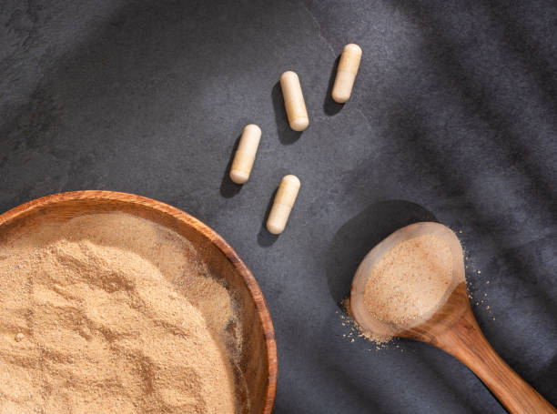 istock Lepidium meyenii - Maca tablets and powder 1223534311