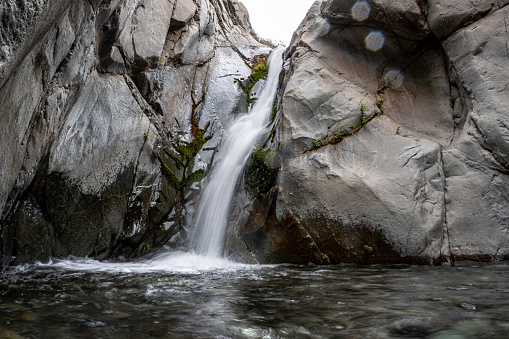 Waterfall in Quebrada de Macul nature reserve, Santiago de Chile