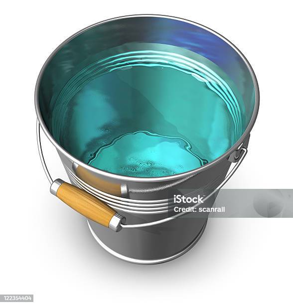 Metal Bucket Full Of Clear Water Stock Photo - Download Image Now - Water,  Bucket, Full - iStock