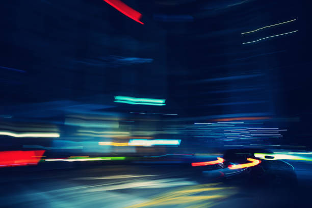 istock Abstract car and city lights Miami 1223548209