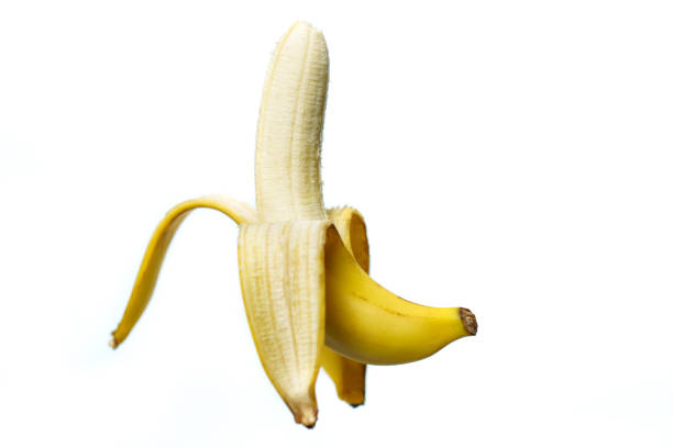 istock Half peeled ripe banana on white background. isolated 1223549909