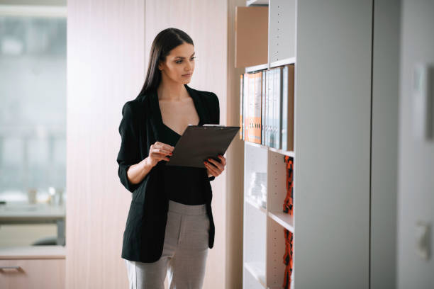 istock Beautiful businesswoman working in office. 1223550085