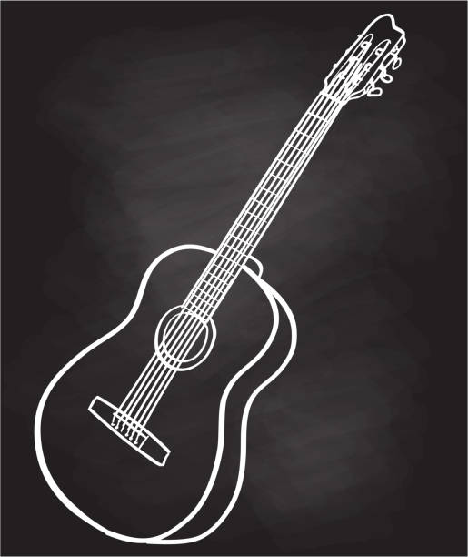 ilustrações de stock, clip art, desenhos animados e ícones de acoustic guitar icon chalkboard - spanish culture audio