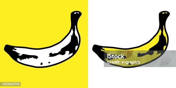 Yellow Black Banana Cute Vector Illustration Background Stock Illustration - Download Image Now