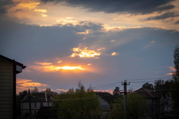 istock Beautiful sunset over the houses on a spring evening. 1223554965