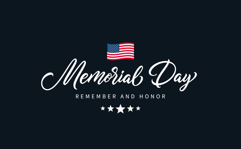 Memorial Day text with lettering "Remember and Honor". Hand drawn lettering typography design. USA Memorial Day calligraphic inscription.