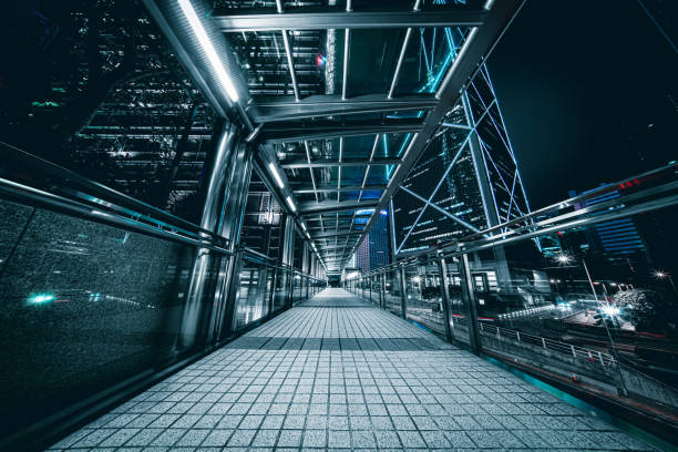 istock Empty modern pedestrian walkway in downtown, Hong Kong 1223556759