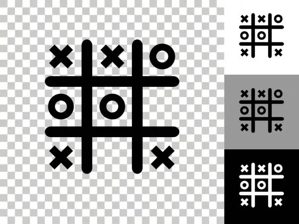 Vector illustration of Tic Tac Toe Icon on Checkerboard Transparent Background