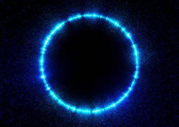 Photo of Abstract blue ray circle and black background
