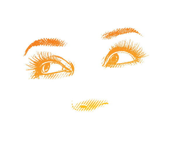 ilustrações de stock, clip art, desenhos animados e ícones de high key engraving of woman's eyes - raised eyebrows illustrations