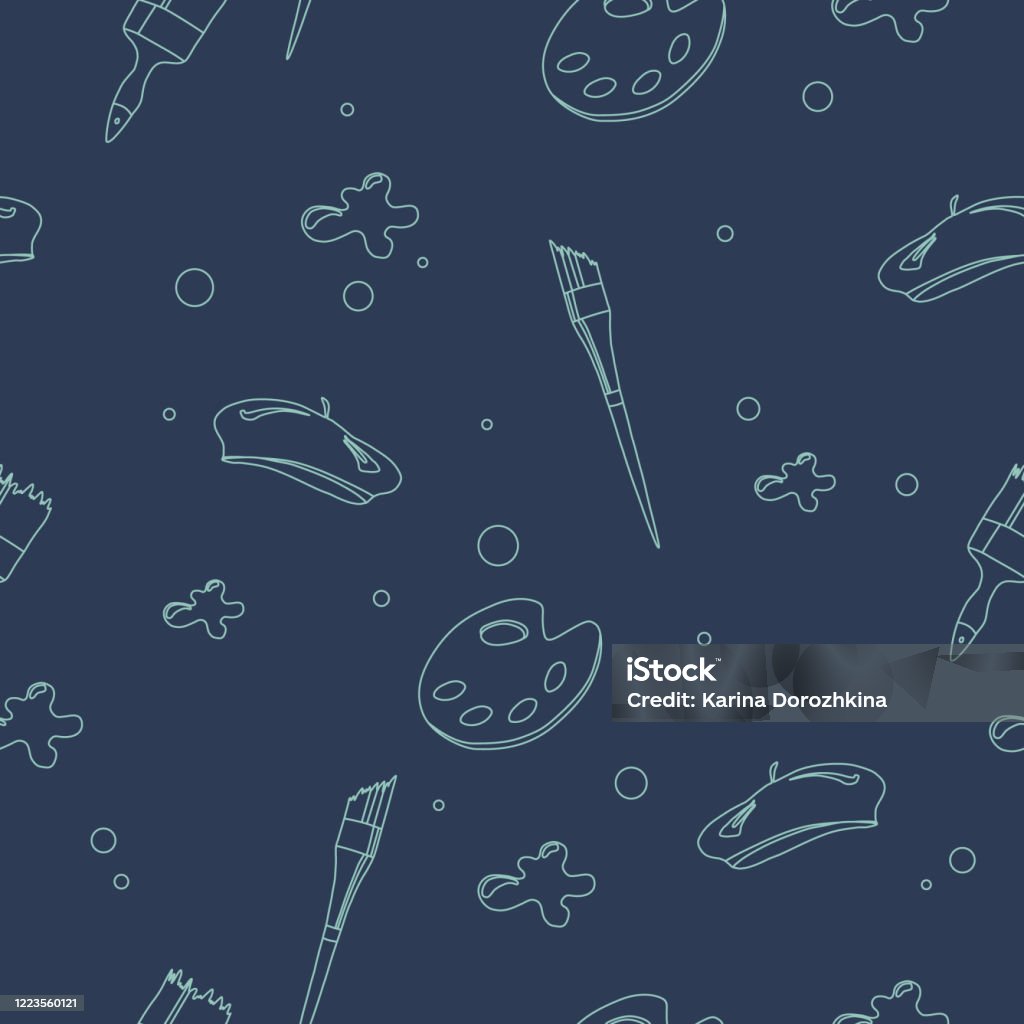 Artist Tools Pattern Vector Seamless Pattern With Artists Tools Stock Illustration ...